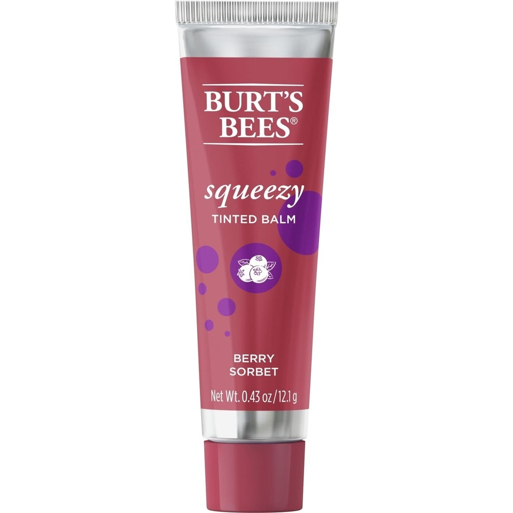 Burt's Bees Squeezy Tinted Lip Balm Berry Sorbet Beeswax Moisturizing NEW